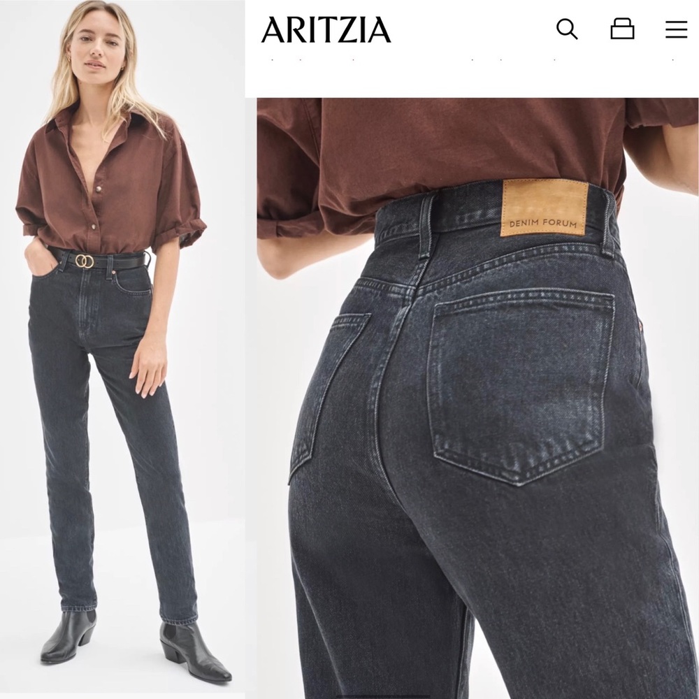 ARITZIA Denim Forum The Nina Super High Rise Cigarette Jeans 30L Black Gray 24
